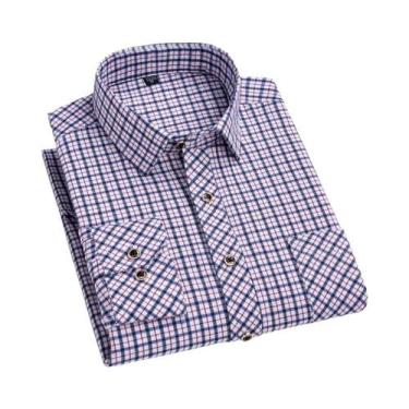 Imagem de Camisa De Flanela Masculina De Manga Longa 2024, Algodão Macio, Ajuste