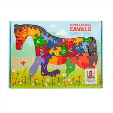 Imagem de QuebraCabeça Gigante Cavalo em Madeira com Letras e Números - Eduka Br