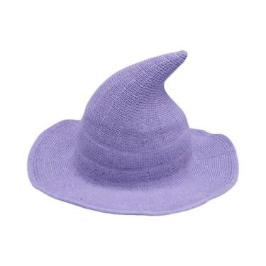 Imagem de Chapéu De Bruxa De Malha Longa Para Mulheres Para Festa De Halloween, 