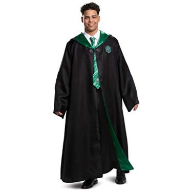 Imagem de Robe Harry Potter, Robe de luxo do Mundo Mágico de Hogwarts para adultos, acessório de fantasia de fantasia de qualidade de filme, Preto e verde, Teen XL (14-16)