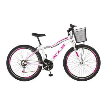 Imagem de Bicicleta Mtb Aro 26 Alumínio Sport Gold Freio V-brake 21 Marchas Feminina Kls Branco Com Pink