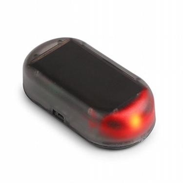 Imagem de Solar Power Dummy Car Alarm Red LED Light Simulate Imitation Security System Warning Anti-Theft Flash Blinking Lamp