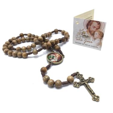 Imagem de Terço São José Madeira Imbuia Com Folheto