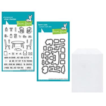 Imagem de Lawn Fawn Basta adicionar um selo transparente Glitter 4x6 e matriz coordenada (LF2852, LF2853) 1 bolso de carimbo / matriz, pacote de 3 itens