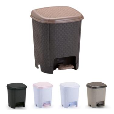 Imagem de Lixeira Com Pedal Rattan 6 Litros, Monte Líbano Cor: Branco com Rosa