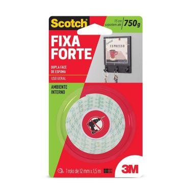 Imagem de Fita Dupla Face 3M Scotch Fixa Forte Espuma - 12 mm x 1,5 m