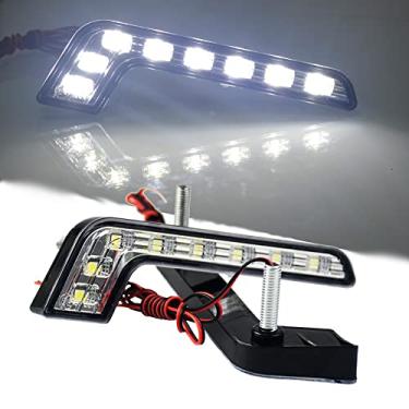 Imagem de Luzes de corrida diurna de carro 12V DRL; lâmpadas de neblina com 8 peças de contas de luz LED branca, luzes de carro brilhantes à prova d'água (1 par)