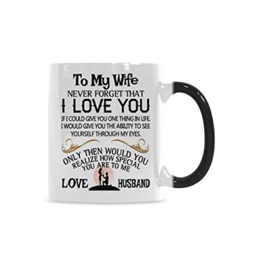 Imagem de Caneca de chá de escritório ou caneca de café divertida com estampa de calor que muda de cor para a minha esposa, Dia dos Namorados, aniversário de casamento