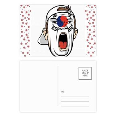 Imagem de Bandeira da Coreia Boné de Maquiagem Facial Cabeça Gritando Natal Flor Celebração Cartão Postal Bênção Cartão Postal