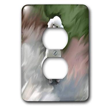 Imagem de 3dRose Lsp_4028_6 Capa de tomada branca Poodle 2 plugues