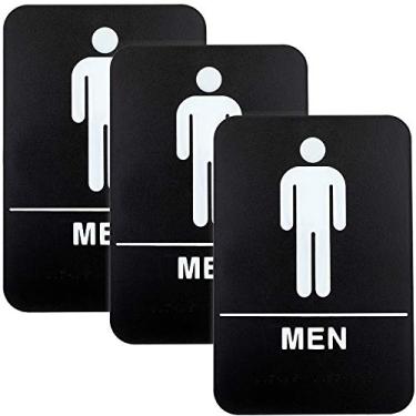 Imagem de Placa de banheiro de plástico: com braille (compatível com ADA) - 15,24 cm x 22,86 cm, feminino, pacote com 3 - EGP-HD-0277, Men