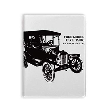 Imagem de Diário de capa macia preta com estampa mecânica de carros