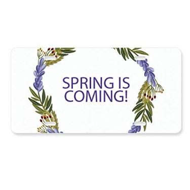 Imagem de DIYthinker Guirlanda redonda Flor azul Placa de licença Decoração de carro Acessório de aço inoxidável