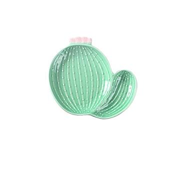 Imagem de GUIPAIHAI Forma de cacto nórdico de cerâmica para assar, forno/micro-ondas, assadeira doméstica em forma de cacto, adereços para selfie, prato de comida criativo para louças (cor: prato A rosa)