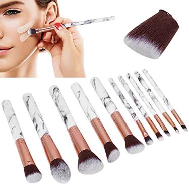 Imagem de Conjunto de pincéis de maquiagem, pincéis de maquiagem com aderência confortável, 10 peças, toque macio, portátil, suave e macio para mulheres para maquiagem facial (cerdas pretas)