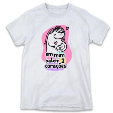 Imagem de 1 Camiseta Flor Dia Das Mães Em Mim Batem 2 Corações Mamãe - W3artesta