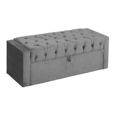 Imagem de Báu Calçadeira Emma 140cm Suede Cinza - Vallisa Decor