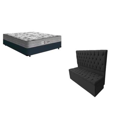 Imagem de Cabeceira Casal e Calçadeira baú Cama Box Colchão - Probel