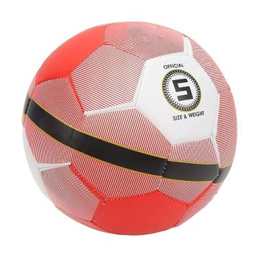 Imagem de Bola de Futebol, Bola de Futebol Sem Costura para Adultos Esportes Resistente Ao Desgaste Elástica para Estudantes (Vermelho)