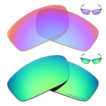 Imagem de Mryok+ 2 pares de lentes polarizadas de substituição para óculos de sol Oakley Splinter – Rosa cobalto/verde esmeralda