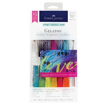 Imagem de Faber-Castell Conjunto de cores Gelatos, iridescentes – Giz de cera solúvel em água – 15 cores iridescentes