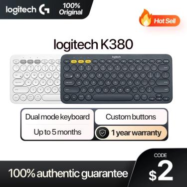 Imagem de Logitech k380 teclado sem fio bluetooth multi-dispositivo conveniente fino teclado de escritório