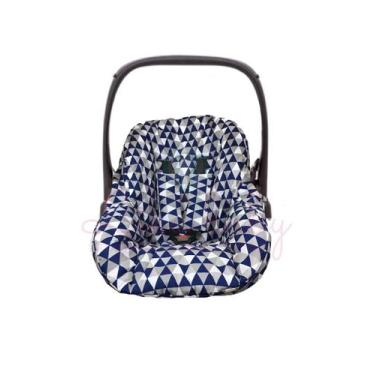 Imagem de Capa Para Bebê Conforto Modelo Universal Chevron Azul E Cinza - Lika B