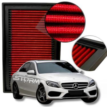 Imagem de Filtro de Ar Esportivo Compatível com Mercedes Benz C250 2.0 CGI Turbo ano 2014 a 2018 Sport Avantgarde Classe C Sedan Sedã Automatico motor ano