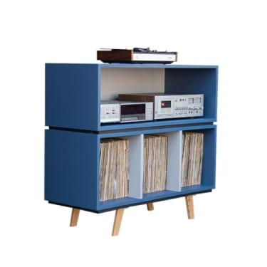 Imagem de Serena Estantes Estante Rack Multiuso Para Discos De Vinil e Receiver (Azul)