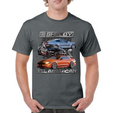 Imagem de Camiseta masculina Shelby All American Cobra Mustang Muscle Car Racing GT 350 GT 500 Performance Powered by Ford, Carvão, 3G