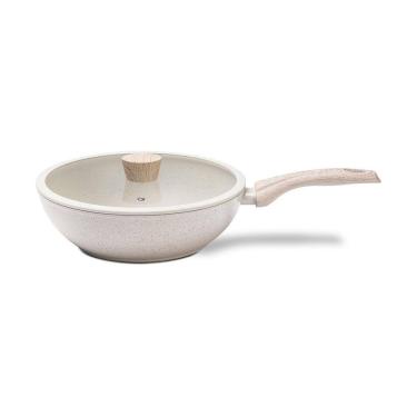 Imagem de Wok com Tampa Brinox Antiaderente Ceramic Life Sirius 28 cm 3,4 L com Indução Vanilla