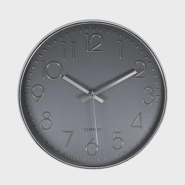 Imagem de Relógio de Parede Requinte Cromado Cinza e Prata Luxo 30cm - Tuut