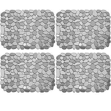Imagem de Coopay Pacote com 4 tapetes de pia de cozinha tapetes de pia de PVC ecologicamente correto para cozinha ajustável de aço inoxidável/porcelana protetor de pia para fundo da pia da cozinha, 40 x 30 cm, cinza