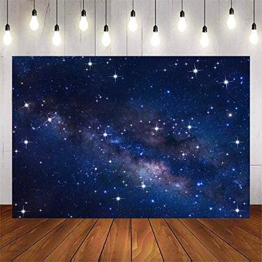 Imagem de Avezano Fundo de céu noturno estrelado, 3 x 2 m, espaço sideral, galáxia, aniversário, astronauta, tema astronauta, decorações de festa para meninos e crianças, faixa de primeiro aniversário, adereços