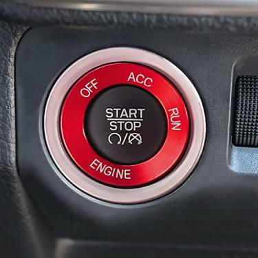 Imagem de Auprite Capa de acabamento de partida de motor de carro para Dodge Challenger Charger 2010-2022, para Dodge Durango 2014-2020, para Dodge Ram 2010-2020, liga de alumínio vermelha, 1 peça