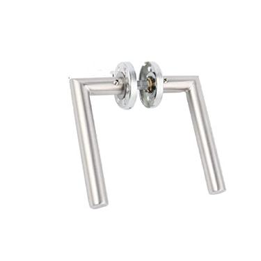 Imagem de Conjunto de maçaneta de porta de aço inoxidável interior de aço inoxidável alavanca de alça de bloqueio durável trava ajustável maçaneta de segurança para banheiro quarto, JH004