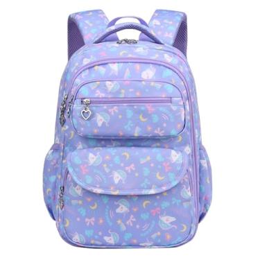 Imagem de Mochilas escolares infantis para alunos do ensino fundamental da primeira, segunda, terceira e sexta série, mochila ultraleve para meninas (ROXO)