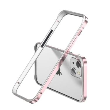 Imagem de Capa de telefone de metal de alumínio com moldura de silicone híbrida para iPhone 15 14 13 12 Pro Max melhor amortecedor térmico, ouro rosa, para iPhone 15Plus