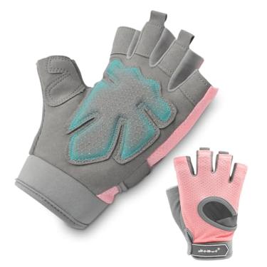 Imagem de HiRui Luvas de treino para homens e mulheres crianças, luvas de exercício ventiladas luvas de ciclismo com acolchoamento de silicone de palma completa para fitness tênis, halterofilismo, treino de academia (rosa, P)