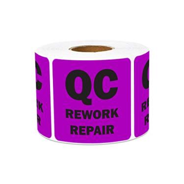 Imagem de Adesivos QC Rework Repair Label – 5 x 5 cm quadrados em roxo fluorescente etiquetas de codificação de cor para controle de qualidade, linha de produção, armazém, gerenciamento de inventário, adesivo