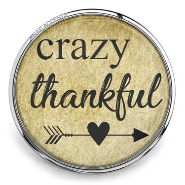 Imagem de Escolha uma cor | Joias de encaixe de ação de graças Crazy Thankful 18 mm Family Faith Botão com pingente de feriado serve para pulseiras, colares e chaveiros personalizáveis femininos, 18MM (Standard
