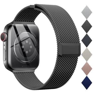 Imagem de EPULY Pulseira de metal masculina compatível com Apple Watch séries 11 10 9 8 7 6 5 4 mm, 41 mm, 40 mm e 38 mm, SE3 2 1, Ultra3 2 1, Ultra3 2 1 e Ultra3 2 1