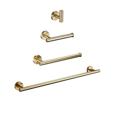 Imagem de Kit de acessórios de banheiro preto fosco, conjunto de hardware de aço inoxidável dourado, suporte de rolo de papel higiênico, gancho para robe, toalheiro, 1