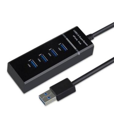 Imagem de Hub USB 3.0 Com 4 Portas - Alta Velocidade 5.0 Gbps - Preto - Exbom