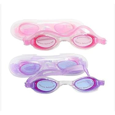 Imagem de Óculos Para Natação Mergulho Piscina Praia Infantil Com Estojo Plástico Rosa/Roxo Sortidos