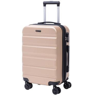 Imagem de Mala de Viagem Expansível para bordo World Onboard Fibra Rígida ABS com Rodas duplas que giram 360° e cadeado embutido (Dourado)