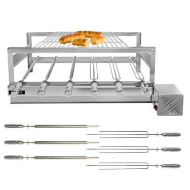 Imagem de Churrasqueira Giratória Grill Inox Gira Soft Grill 6 Espetos + Grelha 