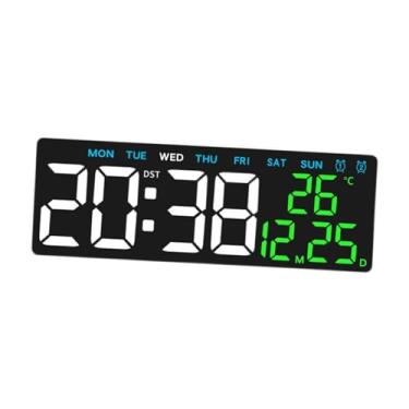 Imagem de Fenteer Despertador digital Relógio de mesa elétrico 3 níveis de brilho Dimmer Decoração para casa Relógio digital LED multiuso para mesa de quarto, Tempo Branco, Concha Branca