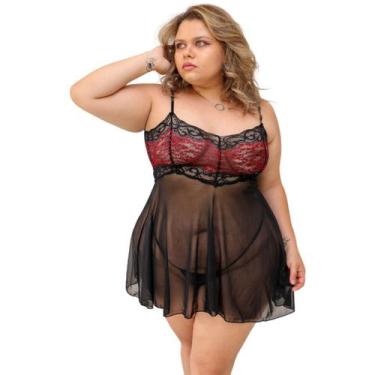 Imagem de Camisola de Tule Com Renda Com Amarração Atrás Feminino - Sou Gata e D
