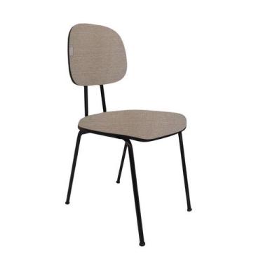 Imagem de Cadeira Fixa Secretaria Bolt - Maiart, Marrom/Bege, Tecido J.Serrano